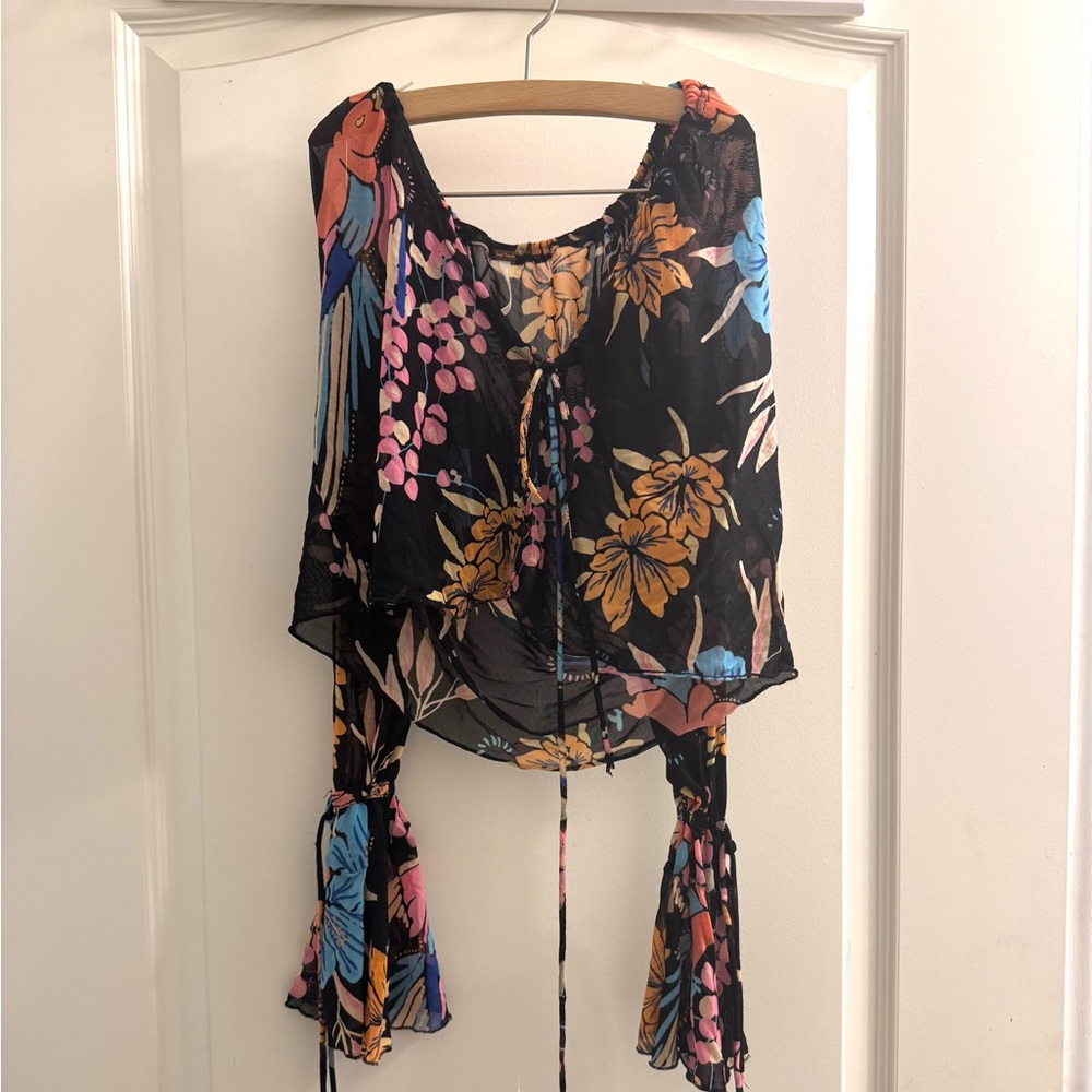 Free peoples mesh floral blouse size XS